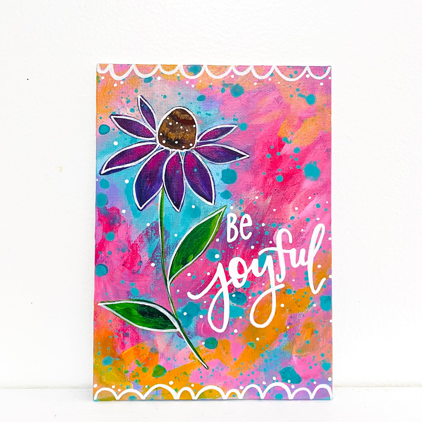September 2021 Daily Painting Day 4 “Be Joyful” 5x7 inch original