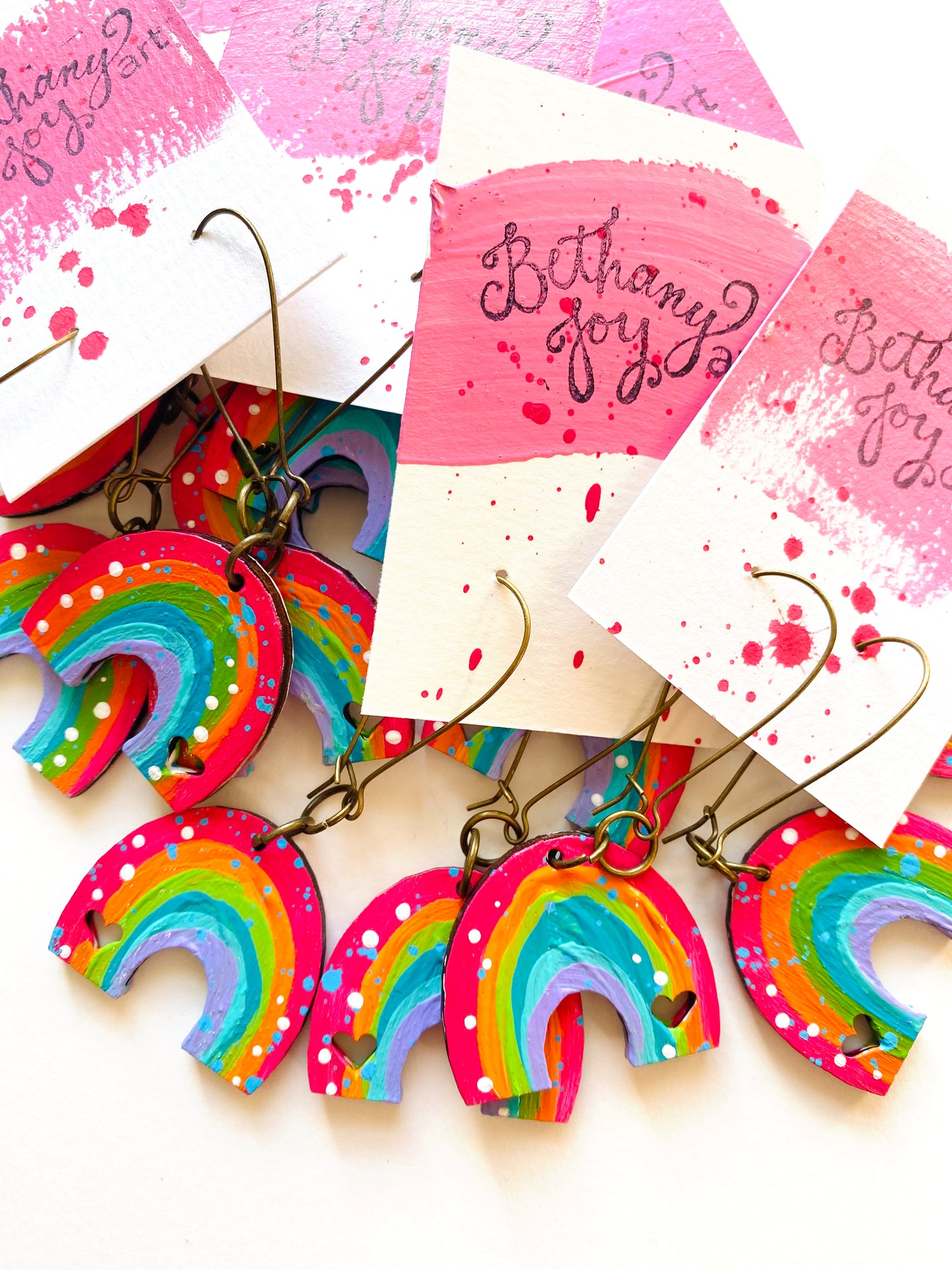 Colorful, Hand Painted, Rainbow Shaped Earrings Color Palette 5