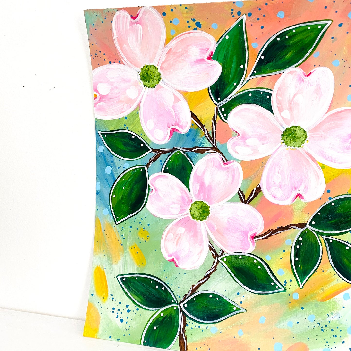 February Flowers Day 23 Dogwood 8.5x11 inch original painting
