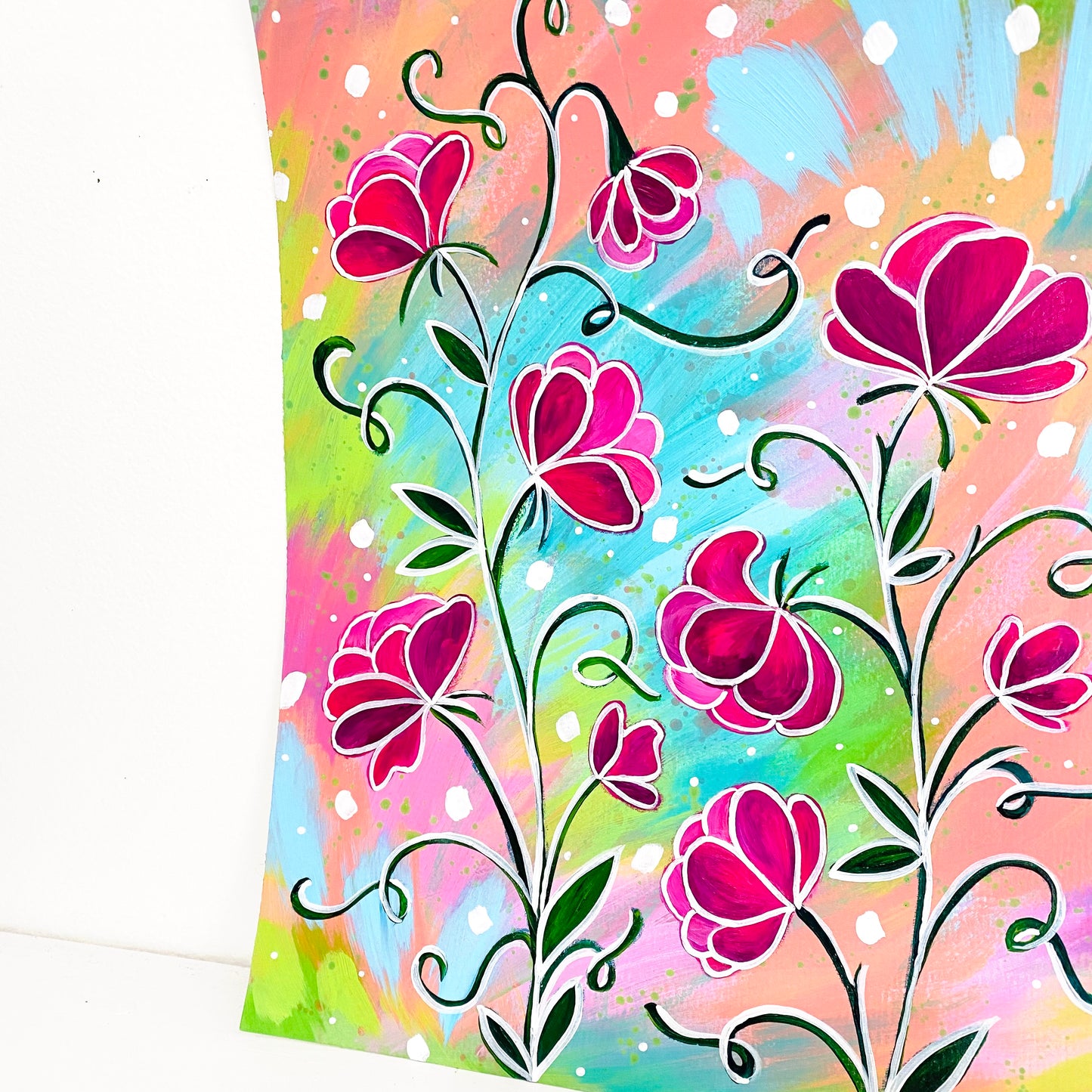 February Flowers Day 27 Sweet Pea 8.5x11 inch original painting