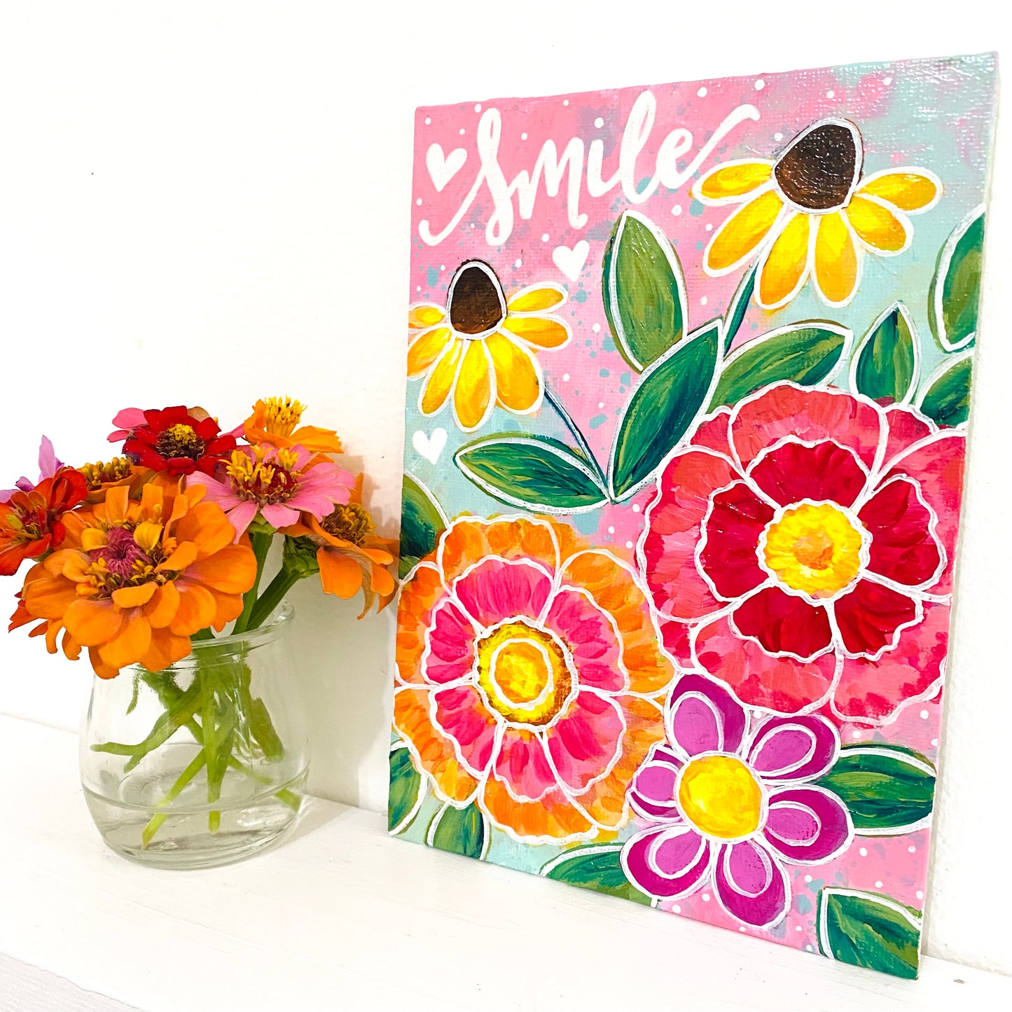 September 2021 Daily Painting Day 15 “Happy Blooms” 5x7 inch original