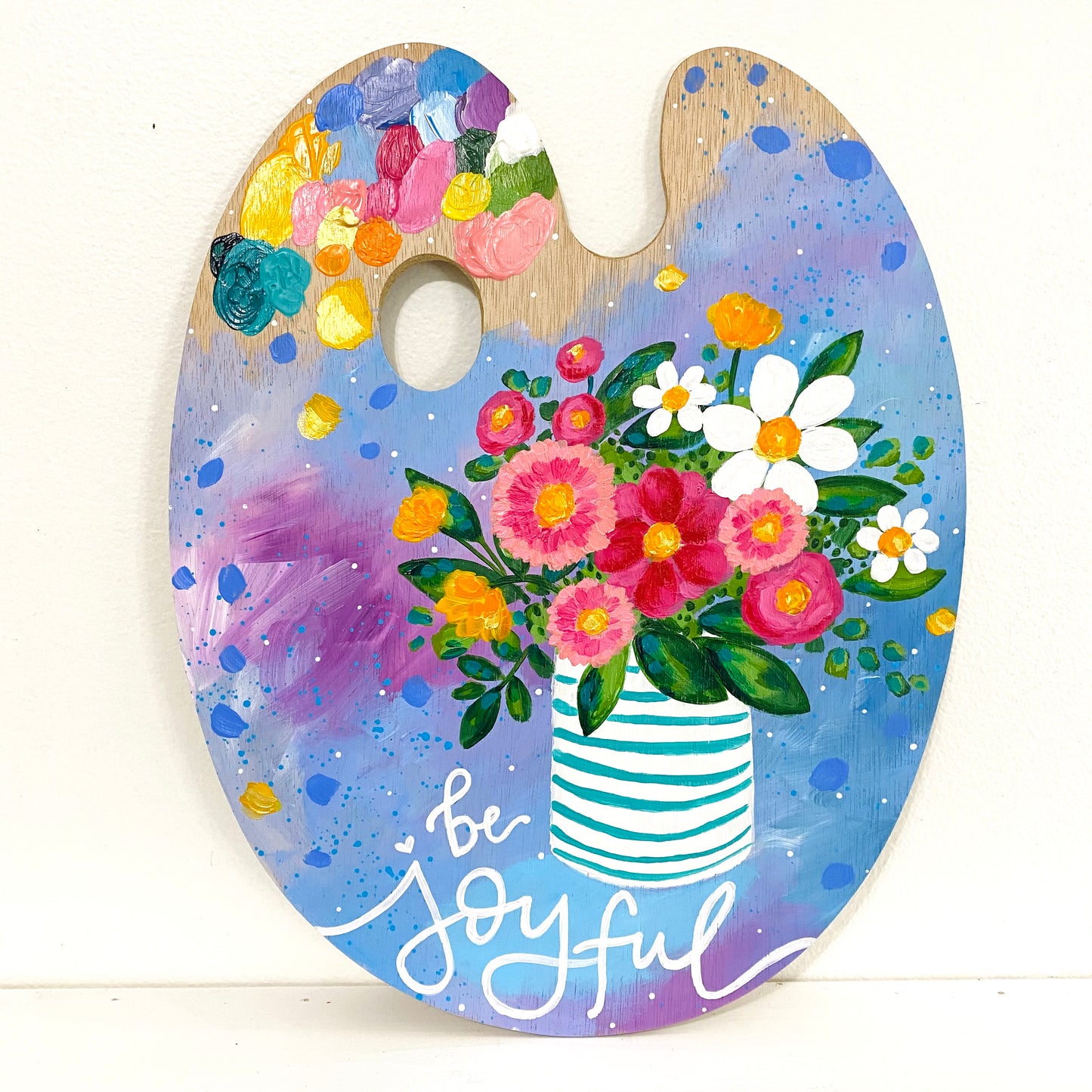 Paint Palette Original Painting 12 Days of Christmas Day 5 “Be Joyful”