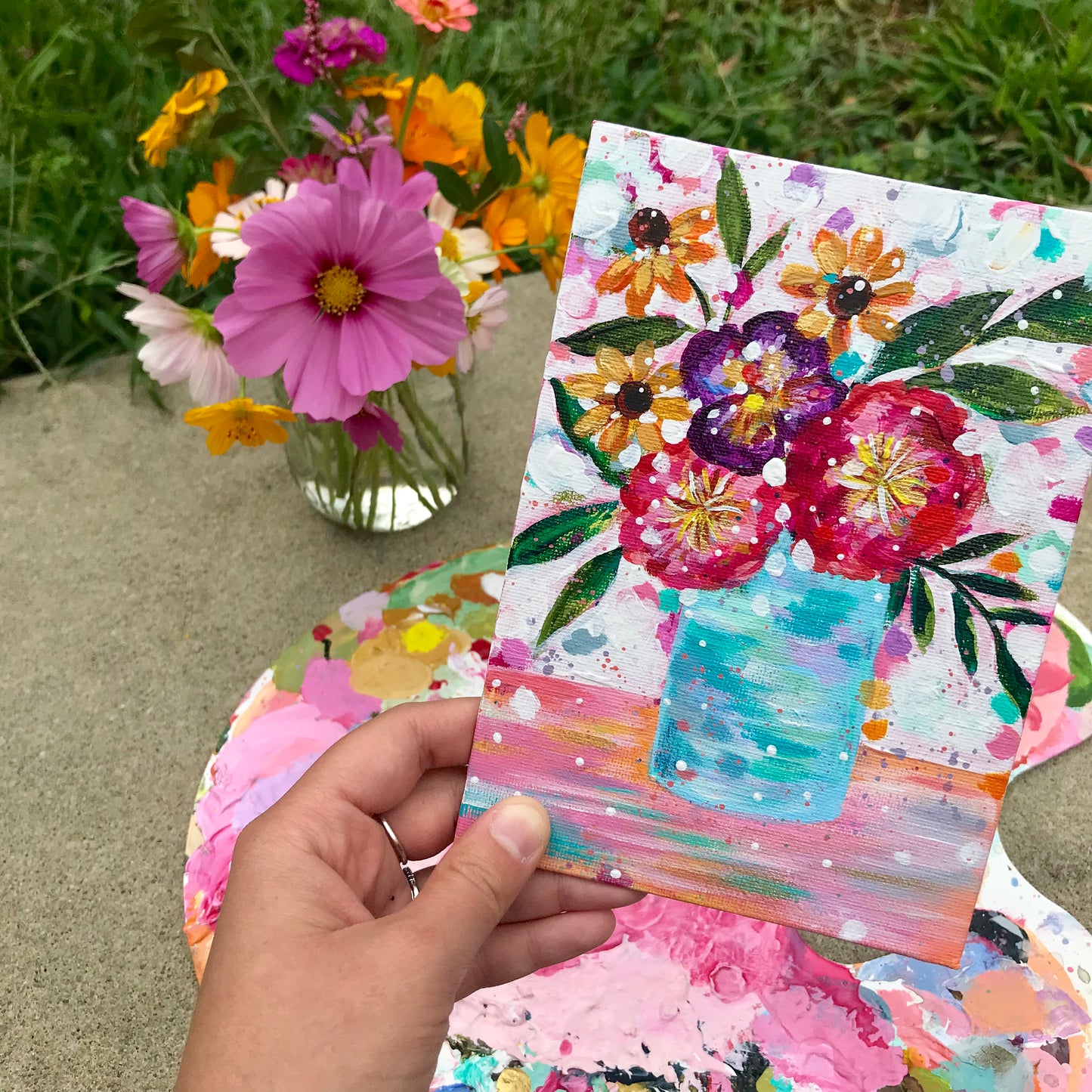 August Daily Painting Day 28 “Summertime Magic" 5x7 inch Floral Original - Bethany Joy Art