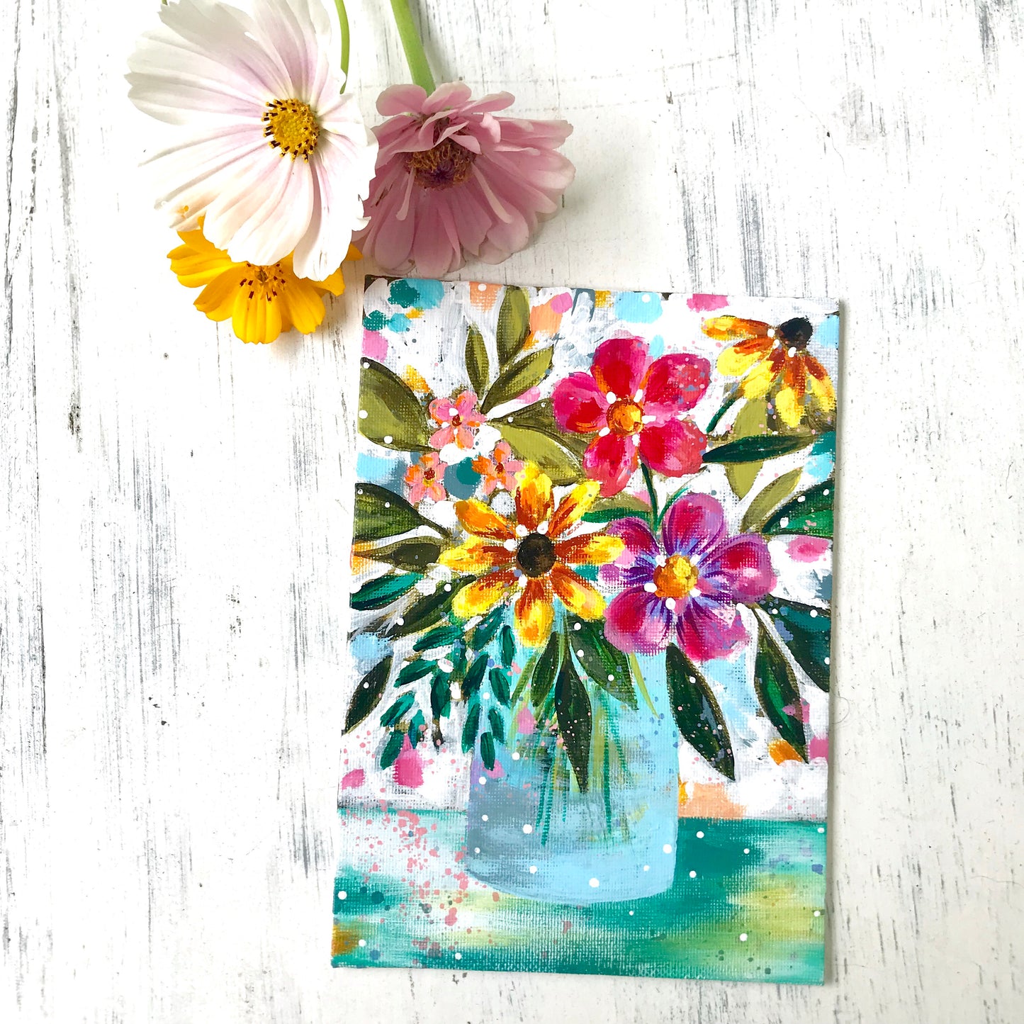 August Daily Painting Day 3 “Sunshine on my Mind” 5x7 inch Floral Original - Bethany Joy Art