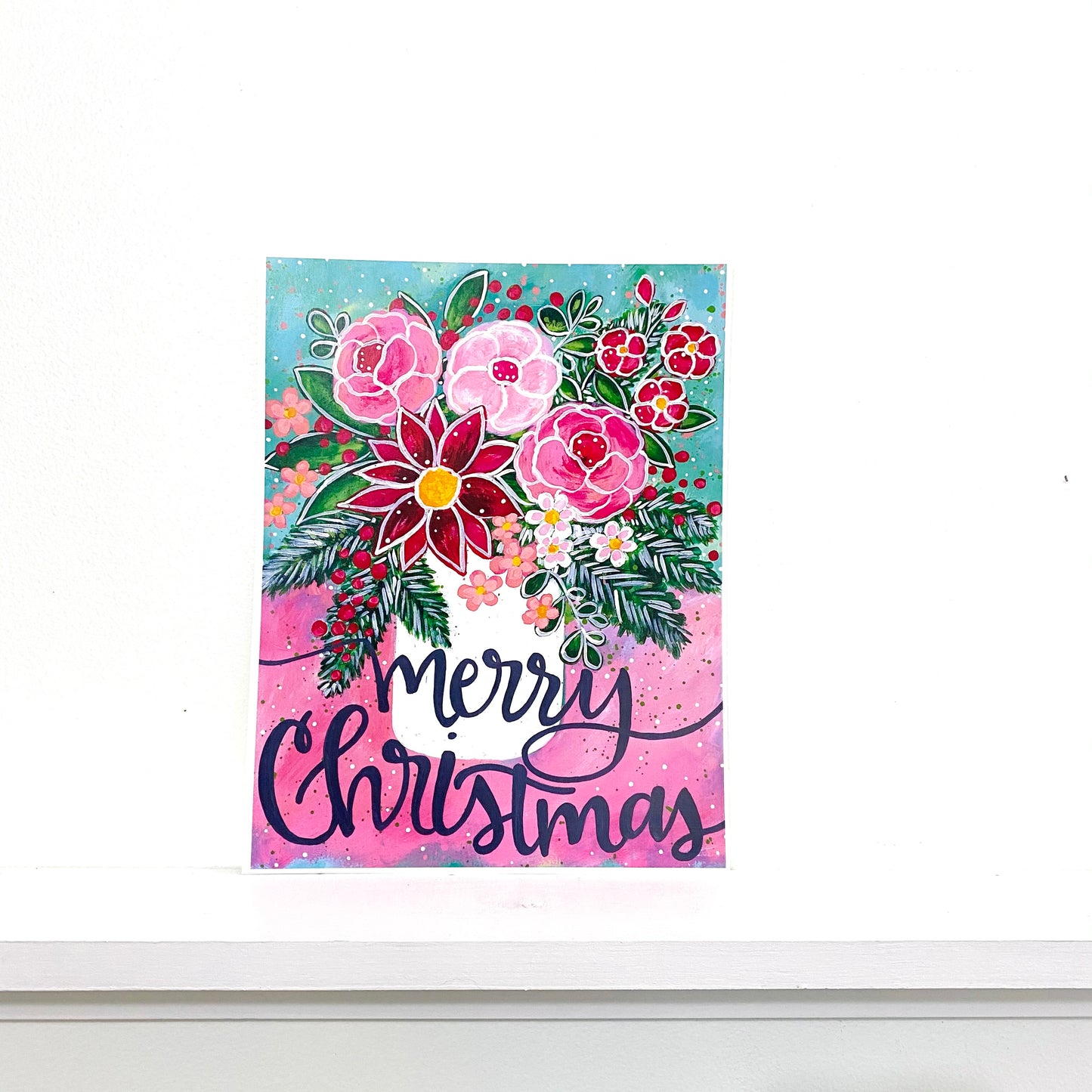 Merry Christmas Floral Bethany Joy Art Print