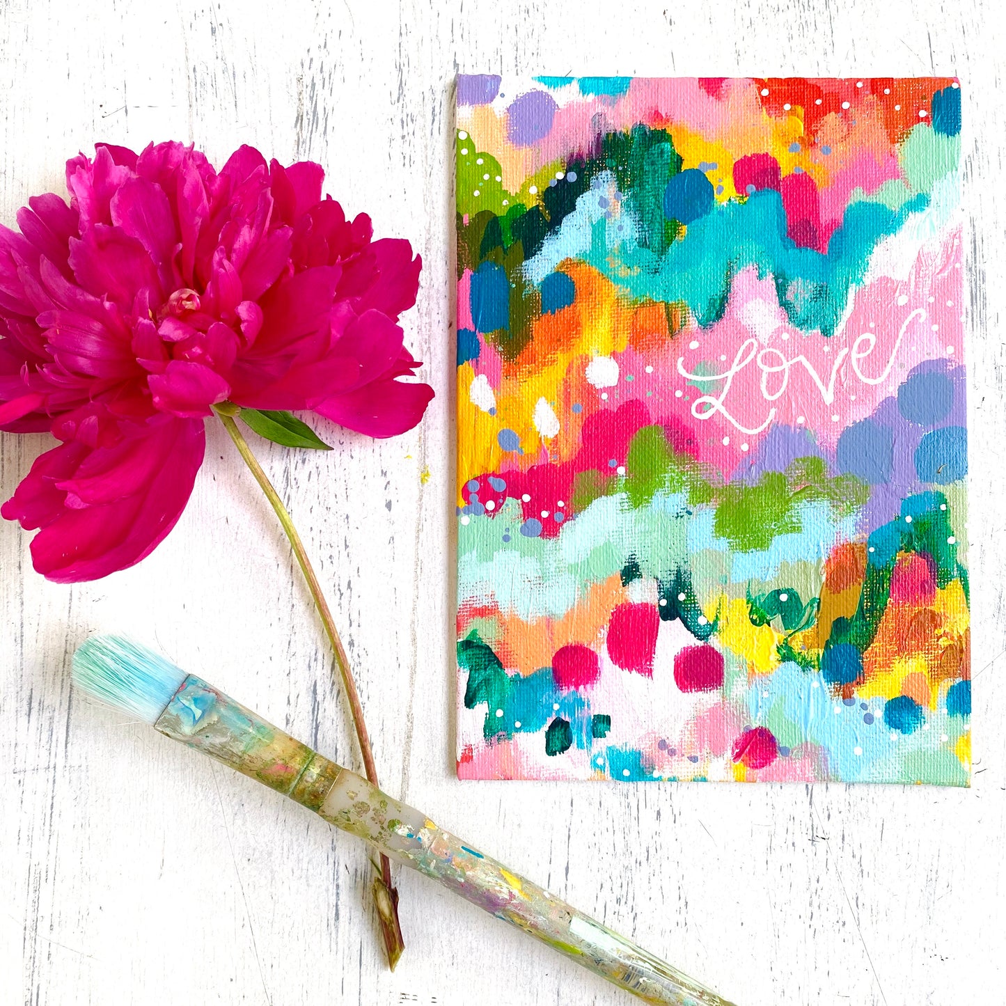 "Love" 5x7 inch Original Abstract Painting on Canvas Panel