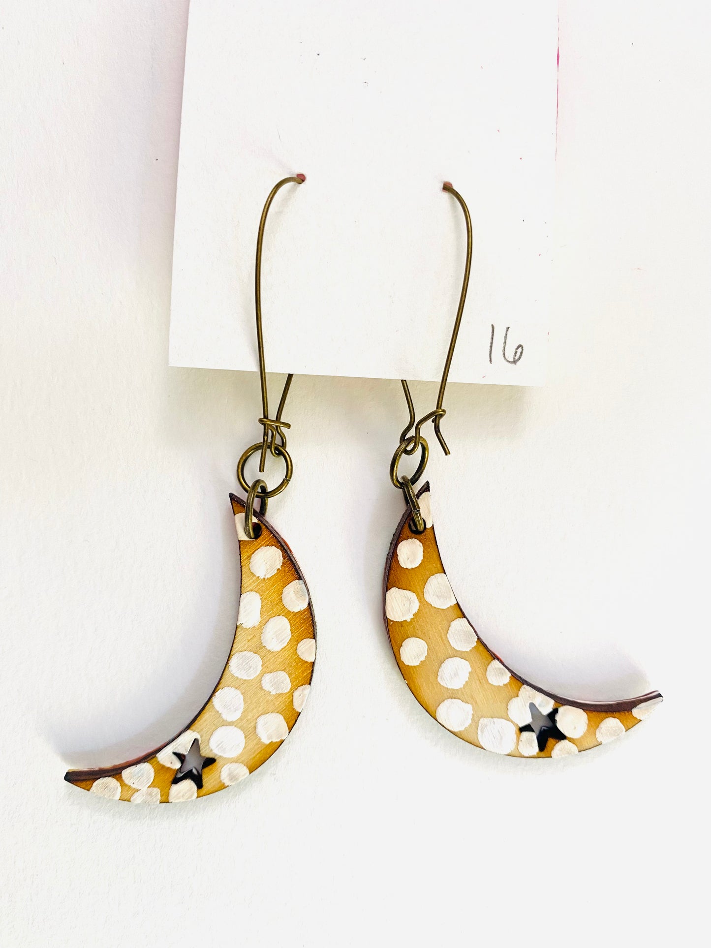 Colorful, Hand Painted, Moon Shaped Earrings 16