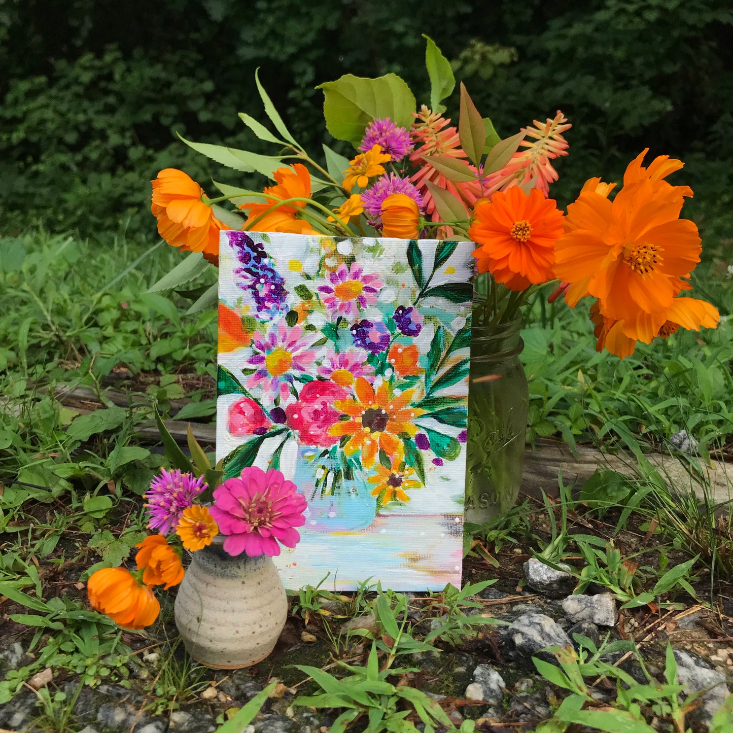 August Daily Painting Day 16 “Sunny Side Up" 5x7 inch Floral Original - Bethany Joy Art