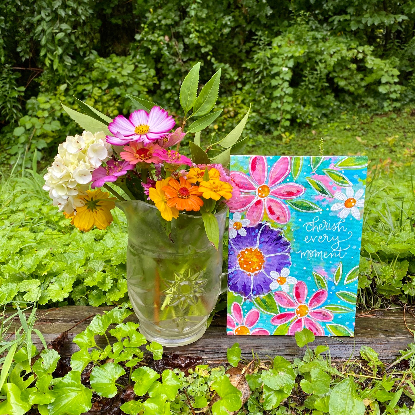 August 2020 Daily Painting Day 7 “Floral Moments” 5x7 inch original