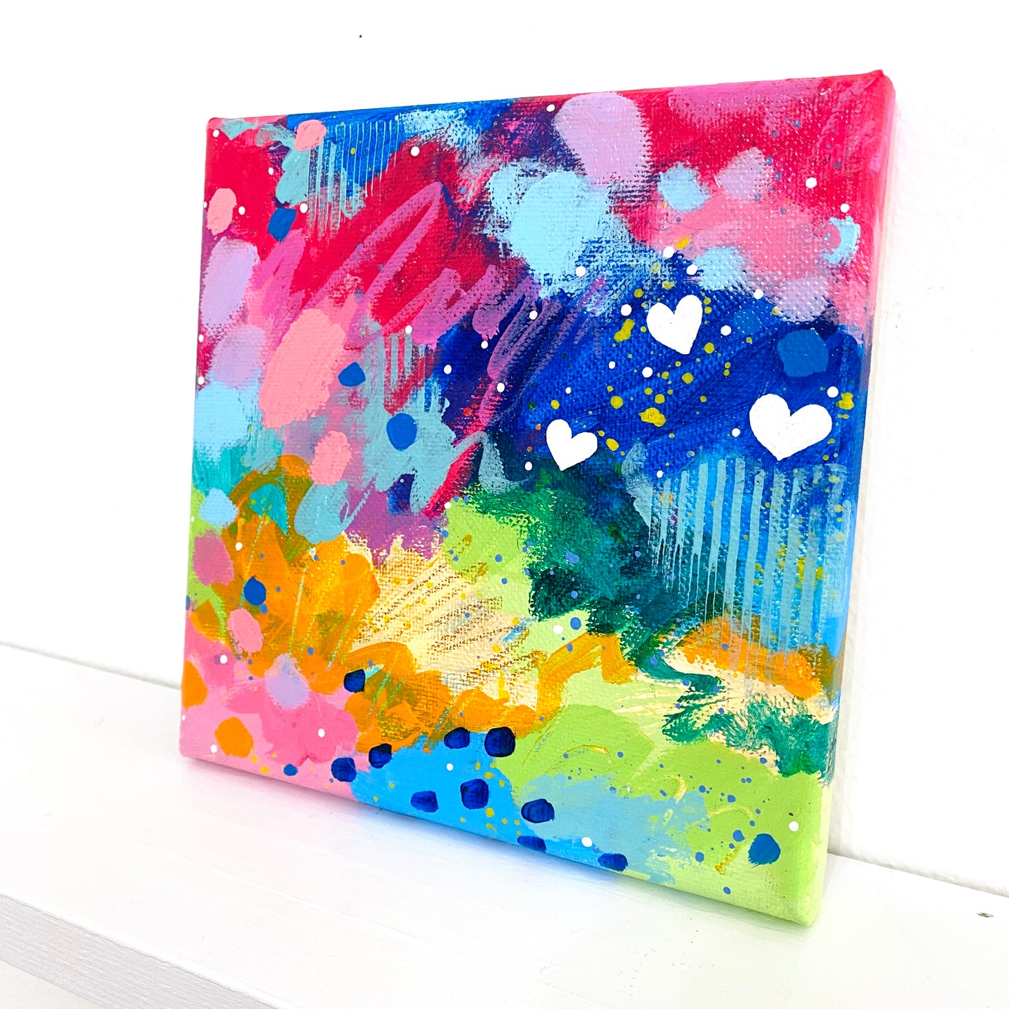 Little Hearts #2 6x6 inch abstract original canvas