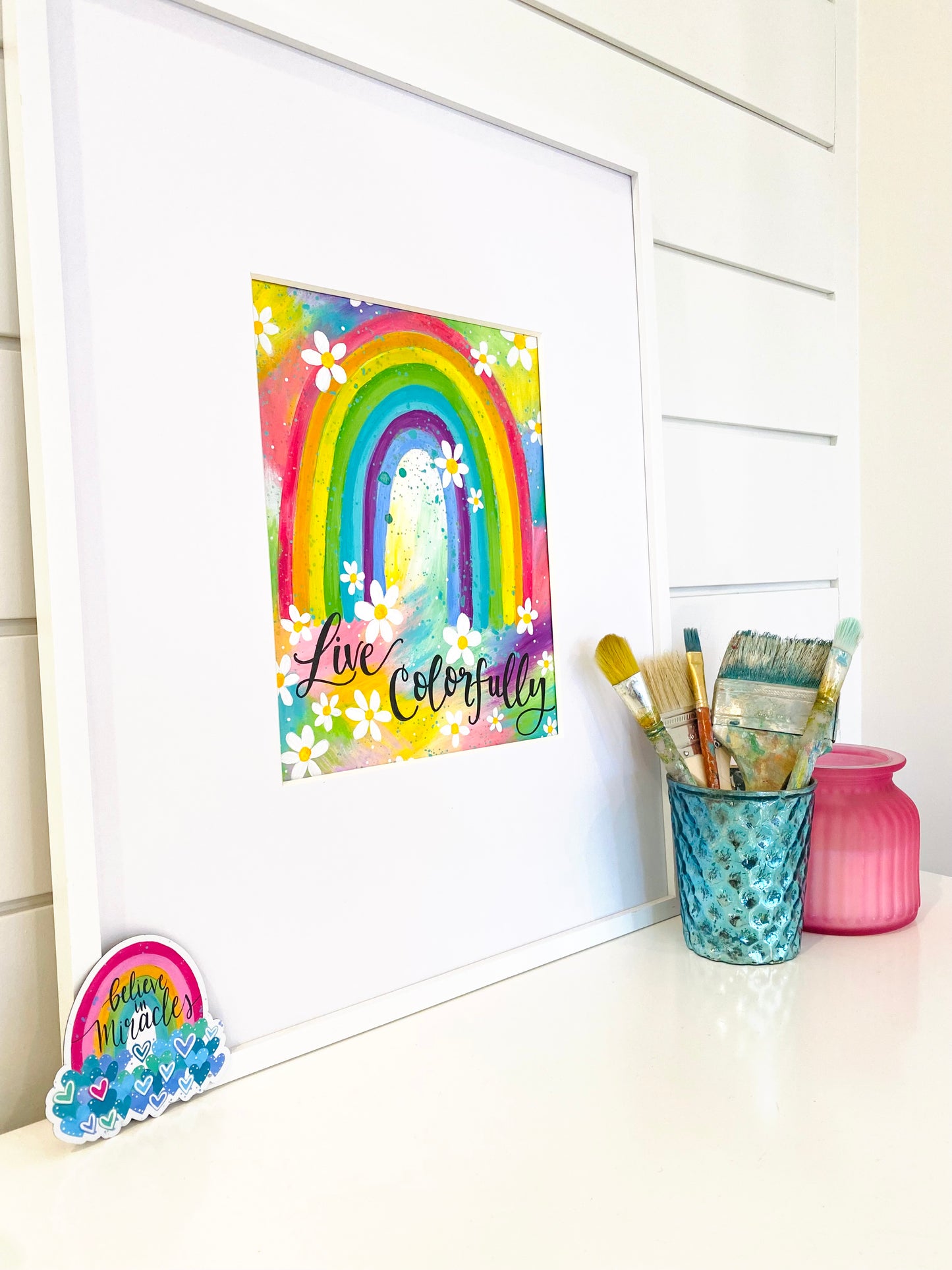 "Live Colorfully Rainbow" Bethany Joy Art Print