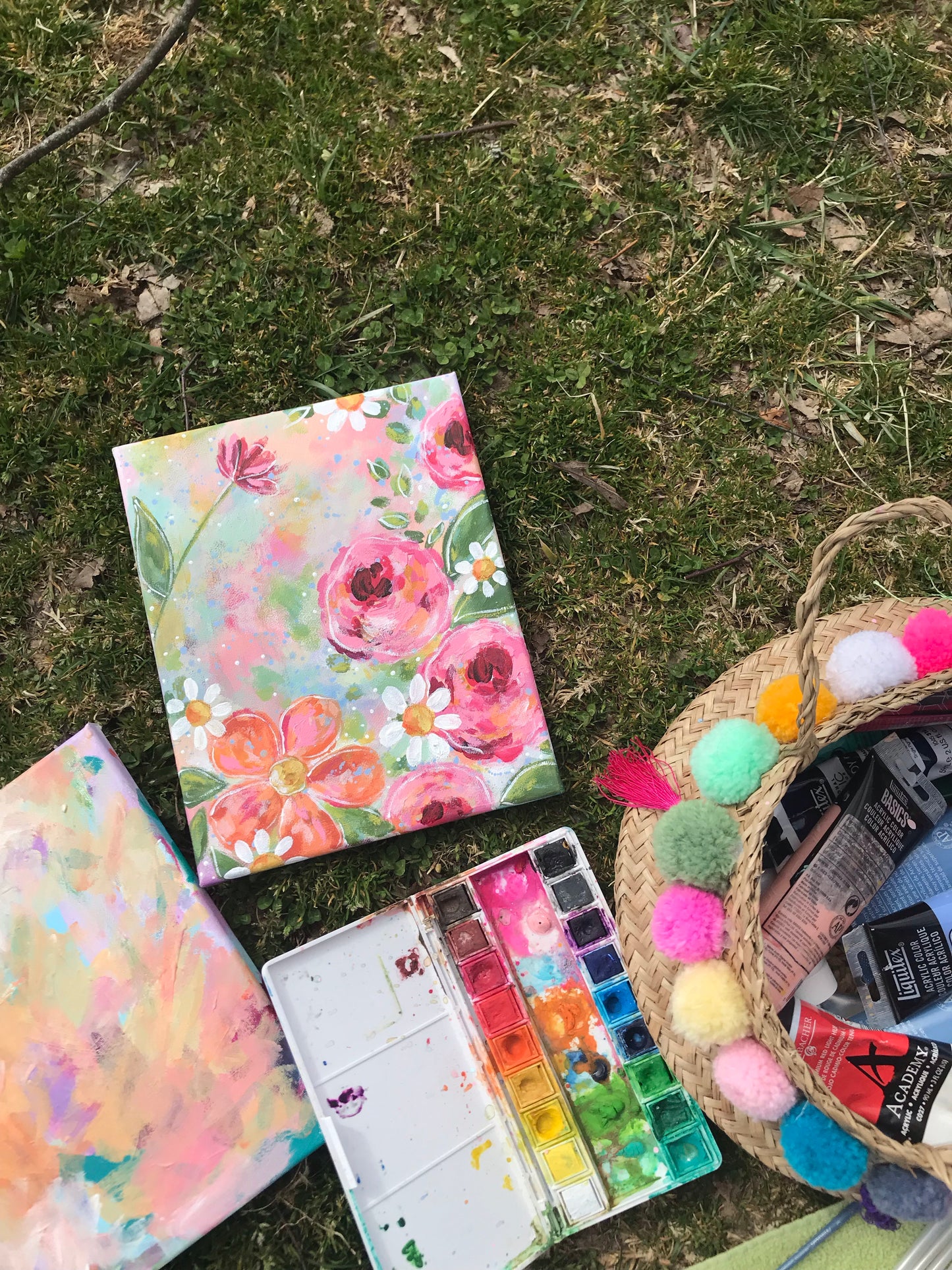 New Spring Floral Mixed Media Painting on 8x10 inch canvas - Bethany Joy Art