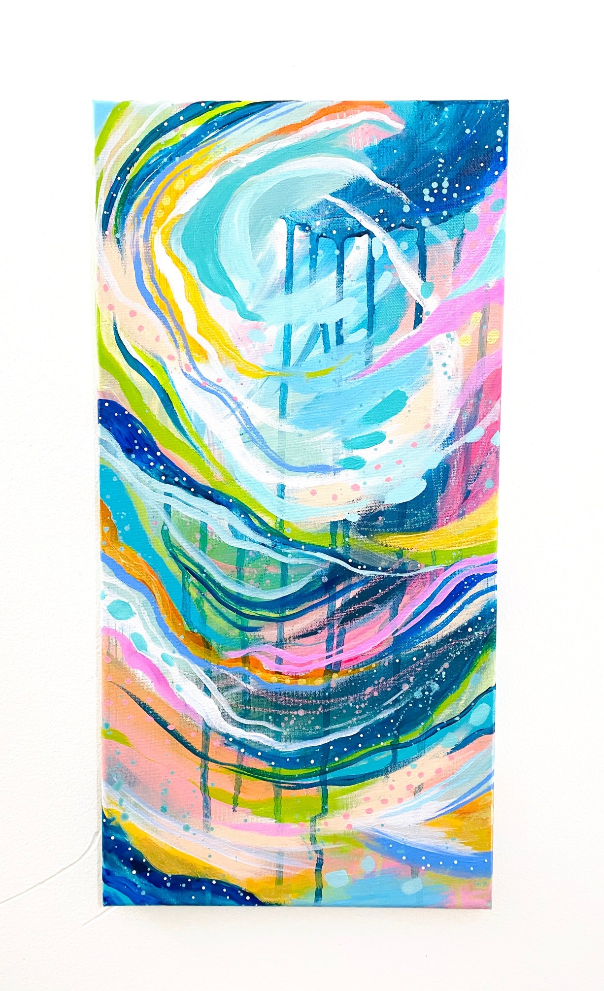 "Waves of Color" Abstract Original Painting on 10x20 inch Canvas