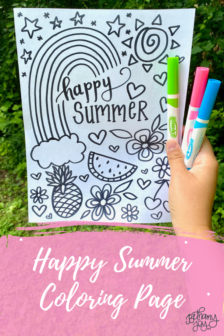 Happy Summer Coloring Page Printable! – Bethany Joy Art