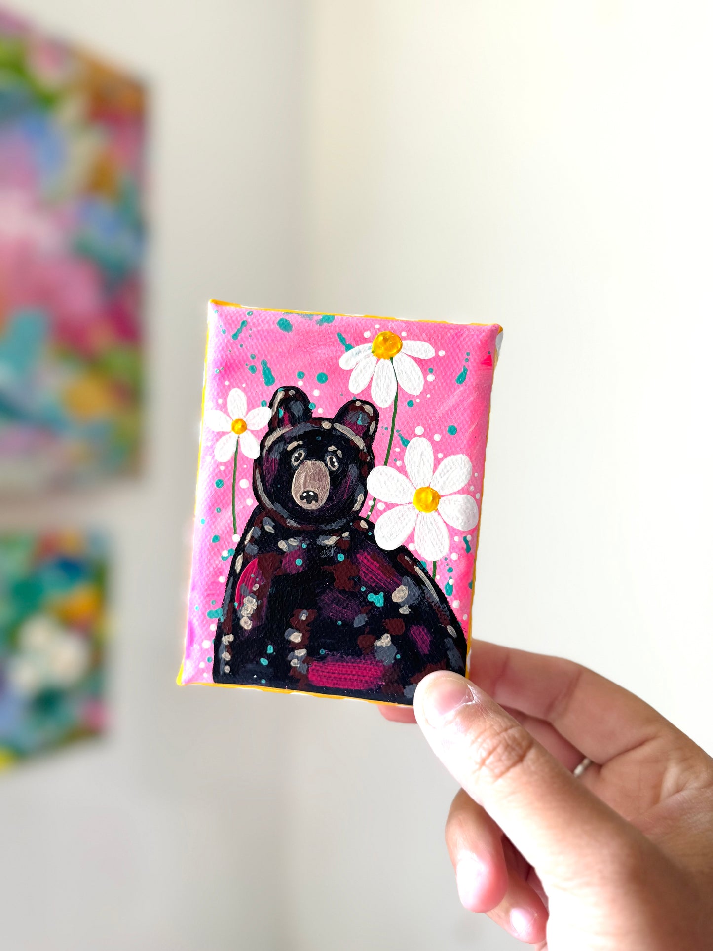 Black Bear Floral Mini Canvas 3