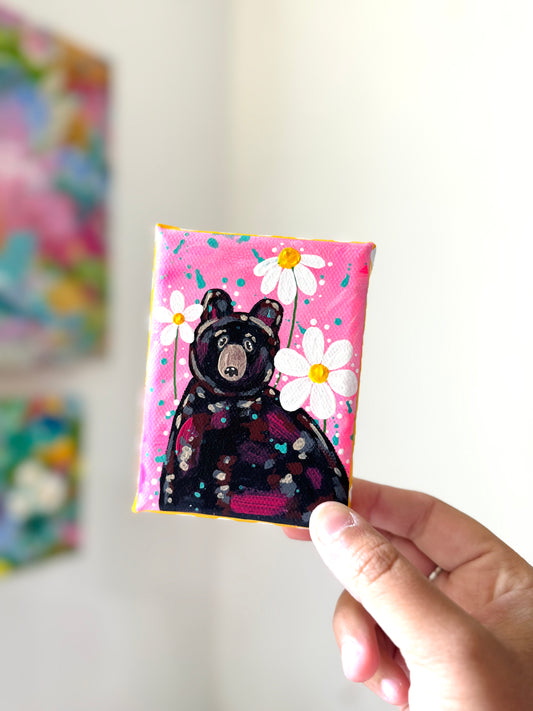 Black Bear Floral Mini Canvas 3