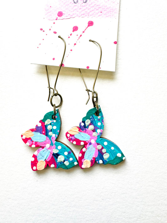Colorful, Hand Painted Butterfly Earrings 20