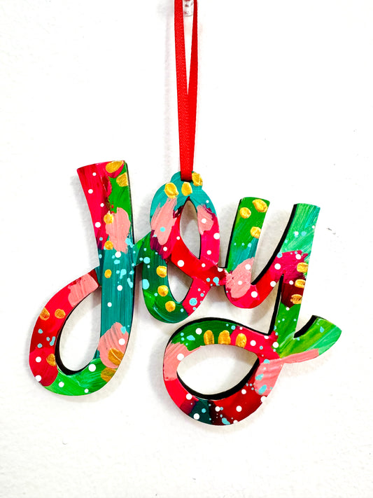 Hand Painted Joy Christmas Ornament 7