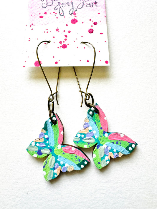 Colorful, Hand Painted Butterfly Earrings 21