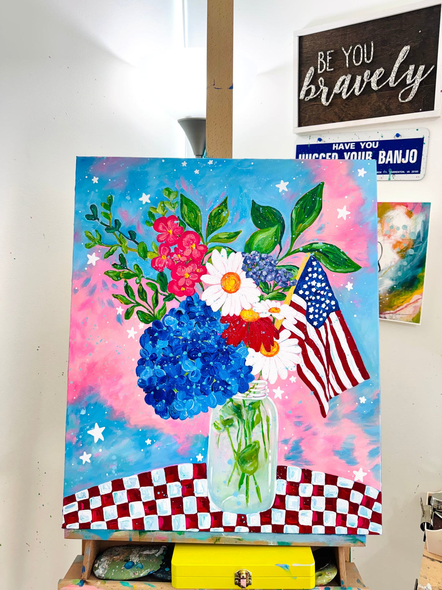 "Red, White, and Blooms" Original Painting #27 of 52 Weeks of Colorful Joy 2026