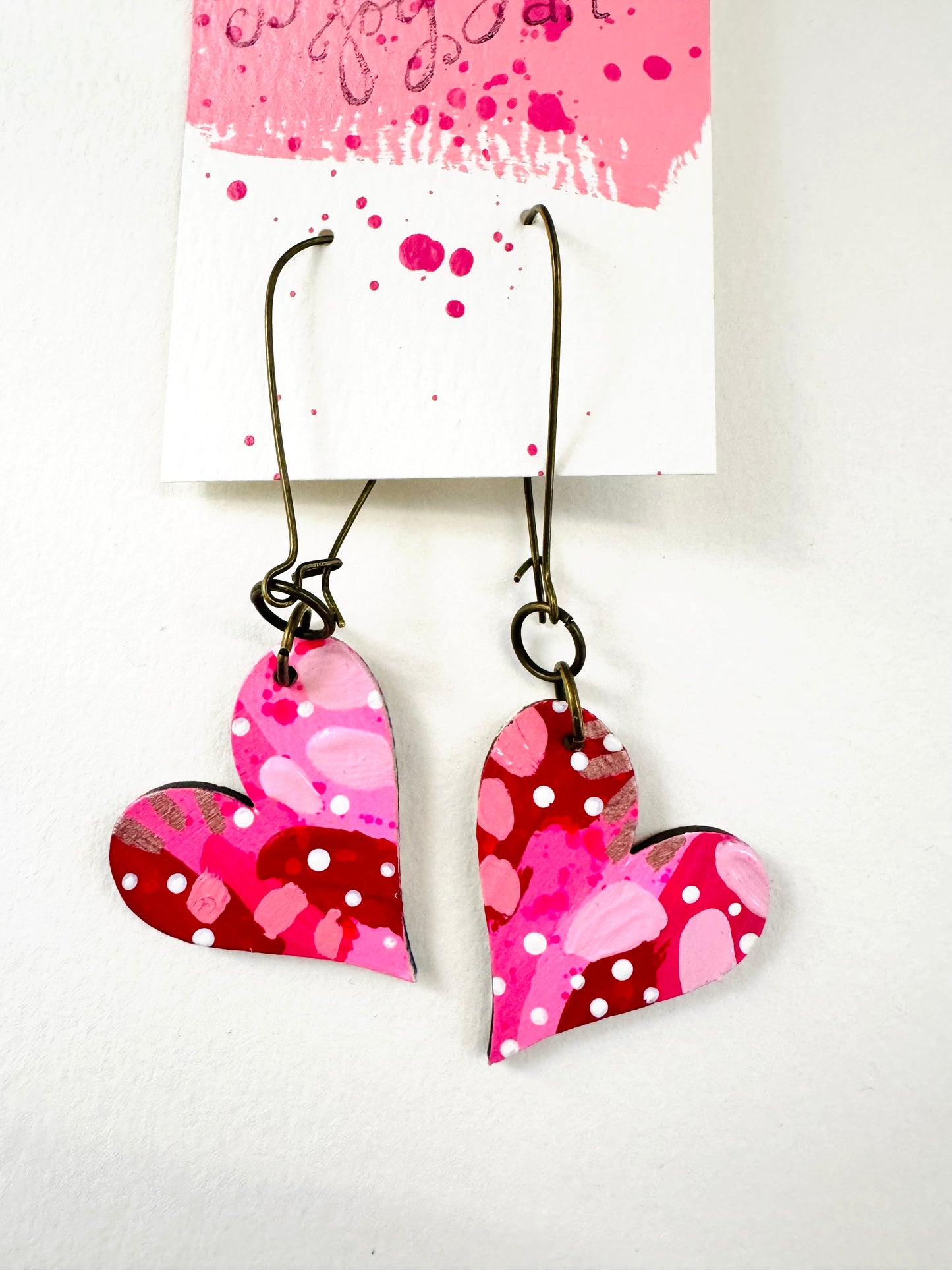 Colorful, Hand Painted, Valentine Heart Shaped Earrings 20