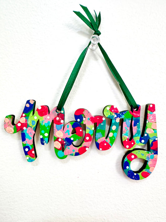 Hand Painted Merry Christmas Ornament 3