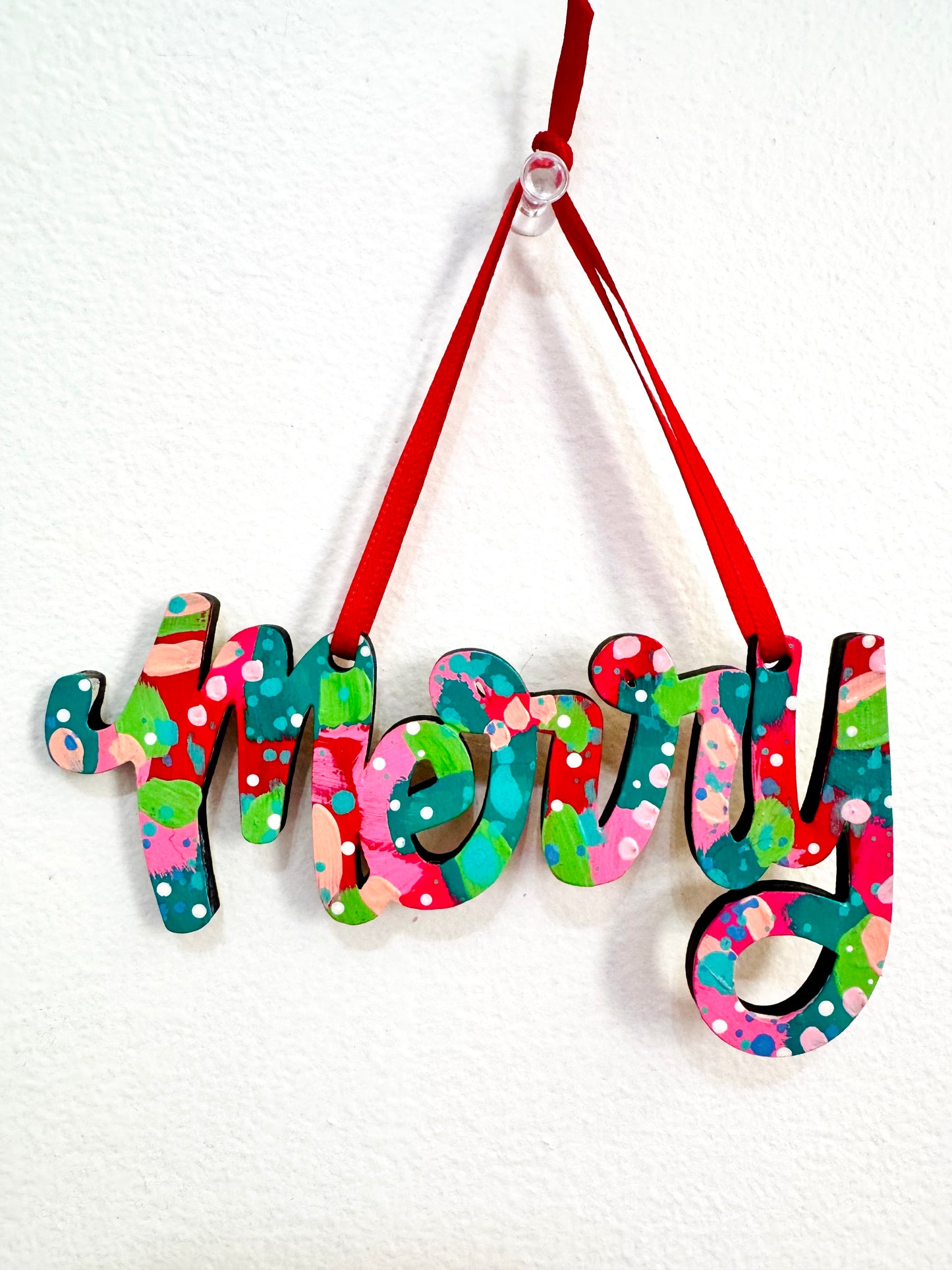 Hand Painted Merry Christmas Ornament 13