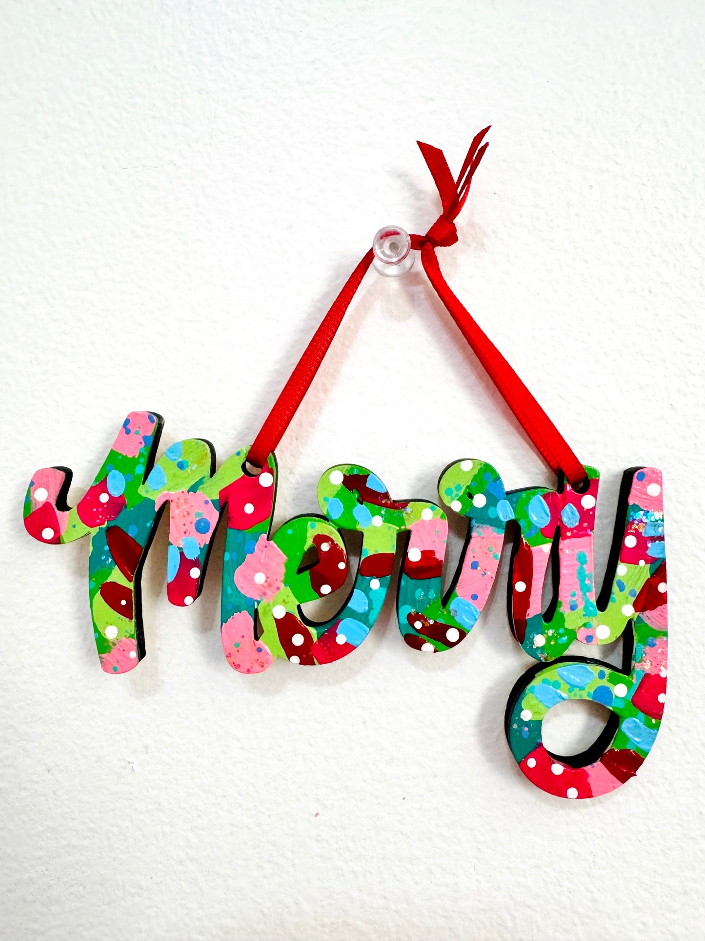 Hand Painted Merry Christmas Ornament 8