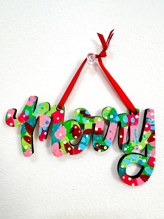 Hand Painted Merry Christmas Ornament 8