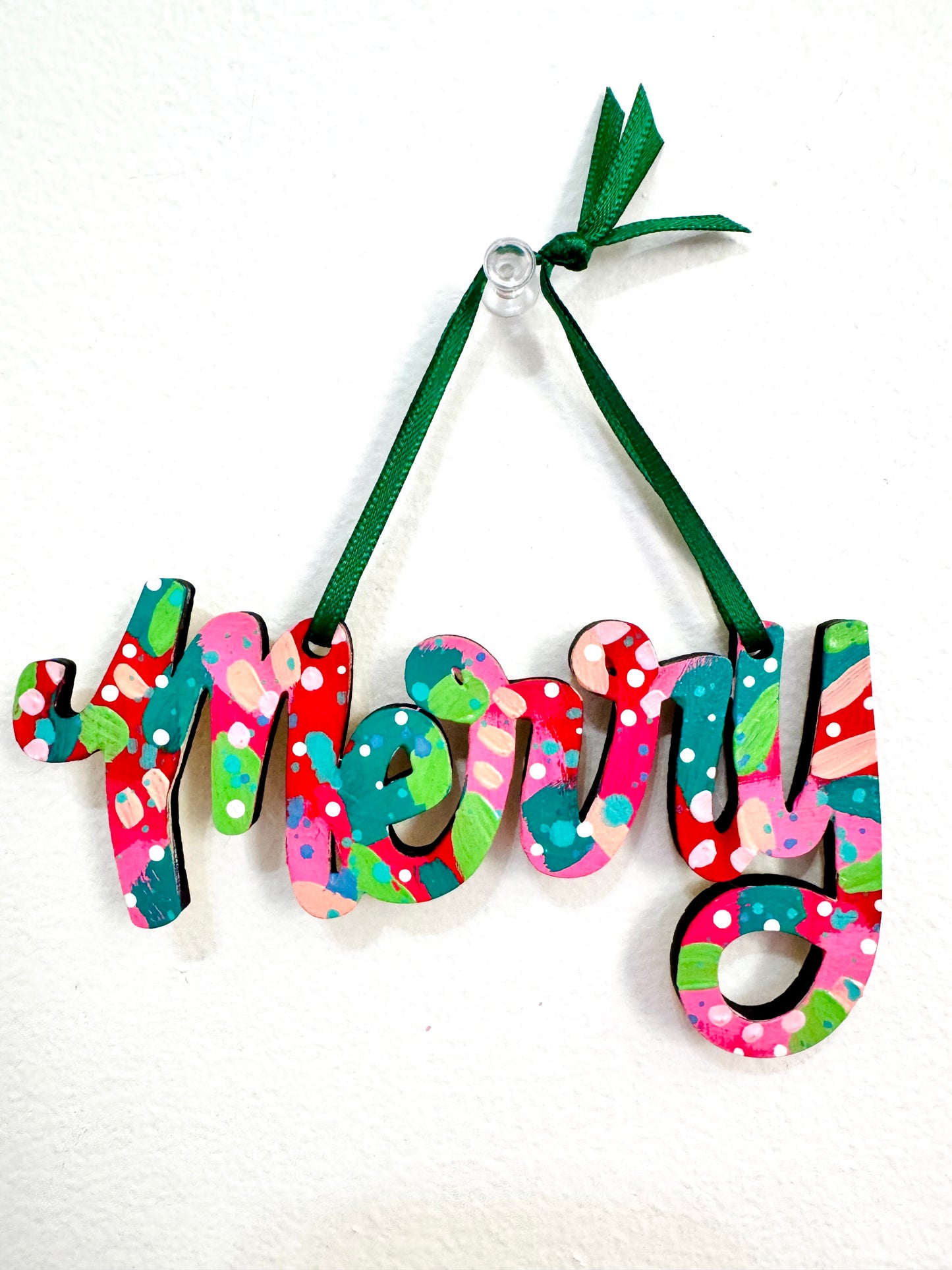 Hand Painted Merry Christmas Ornament 4