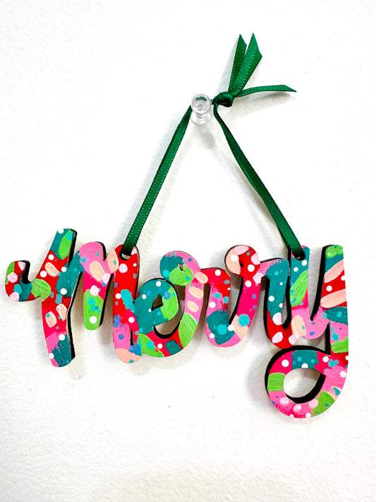 Hand Painted Merry Christmas Ornament 4