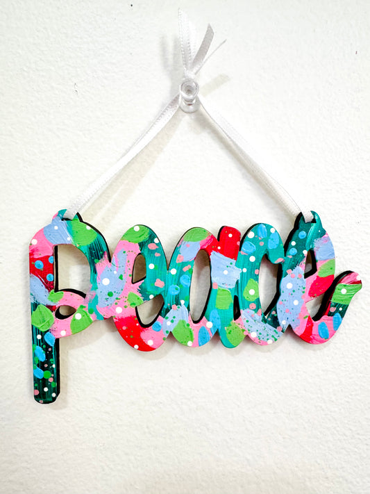 Hand Painted Peace Christmas Ornament 13