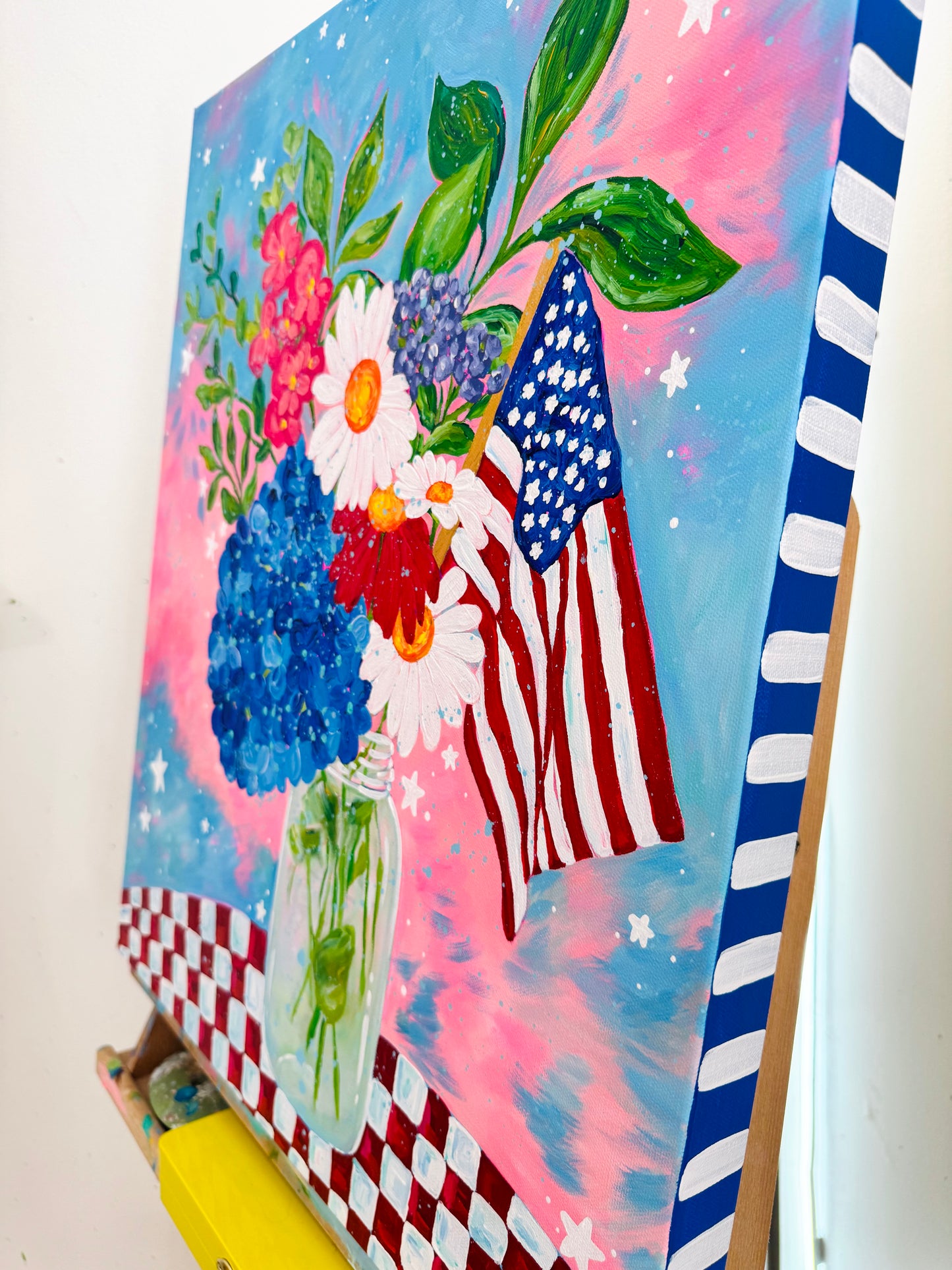 "Red, White, and Blooms" Original Painting #27 of 52 Weeks of Colorful Joy 2026