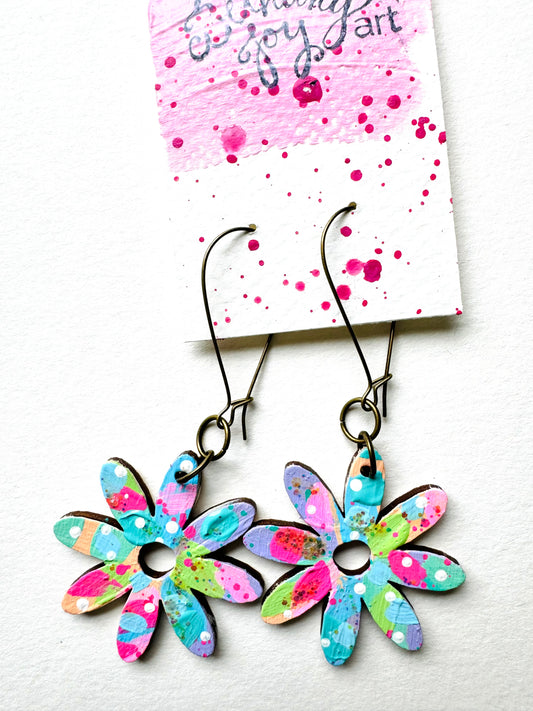 Colorful, Hand Painted Flower Earrings 48