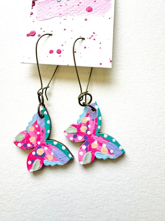 Colorful, Hand Painted Butterfly Earrings 22