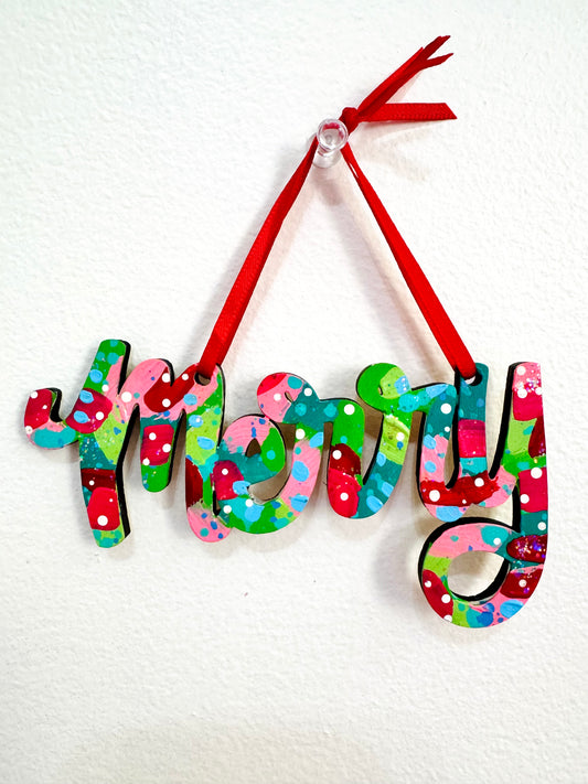 Hand Painted Merry Christmas Ornament 14