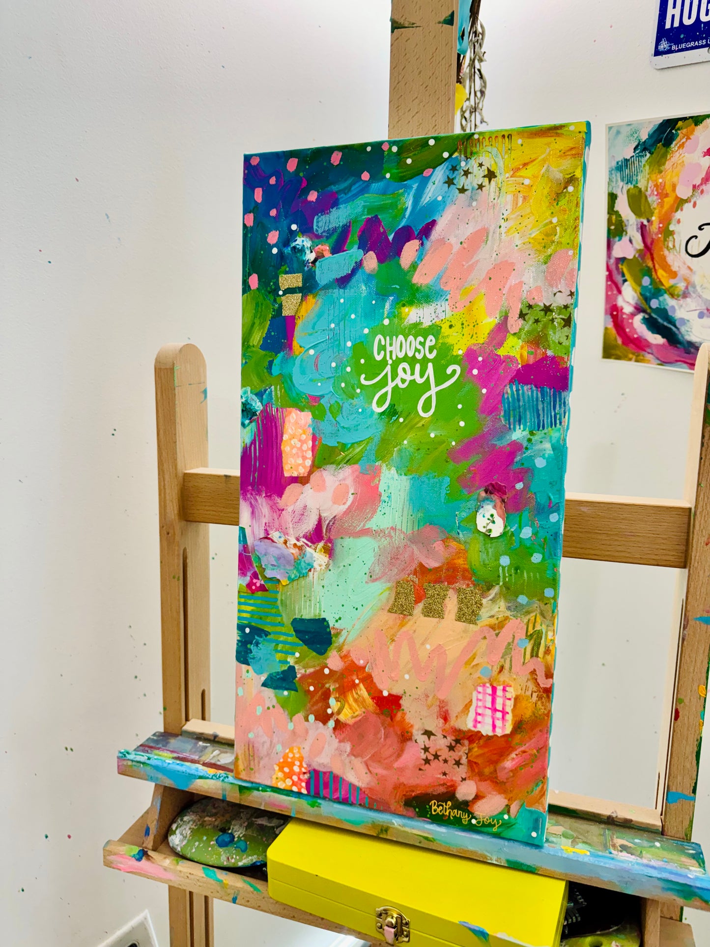 "Choose Joy Abstract Collage" Original Painting #28 of 52 Weeks of Colorful Joy 2026