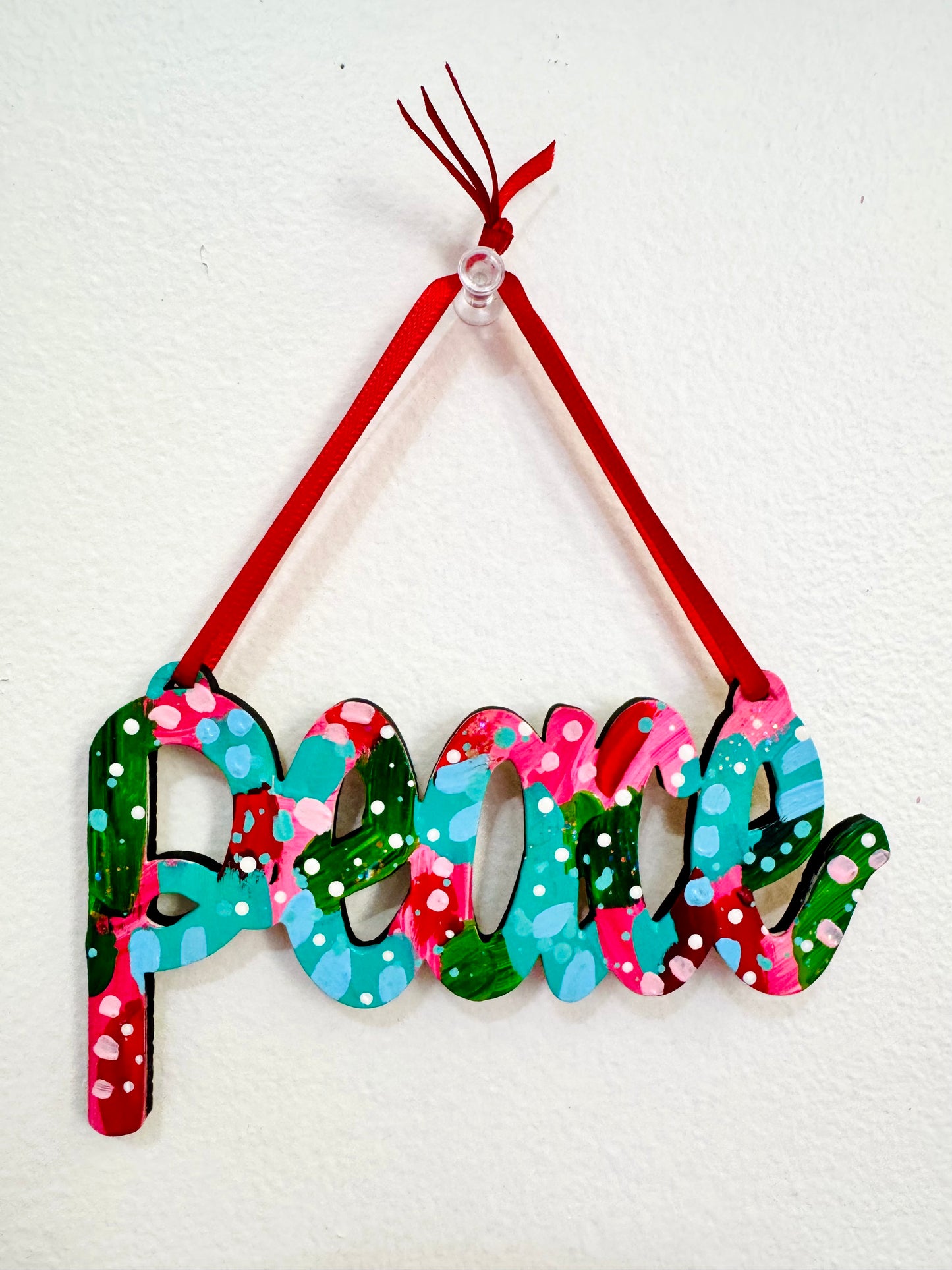 Hand Painted Peace Christmas Ornament 11