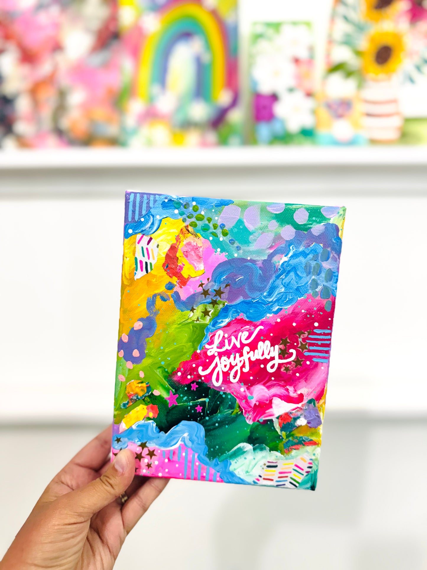 "Live Joyfully Abstract Collage" Original Painting #22 of 52 Weeks of Colorful Joy 2026