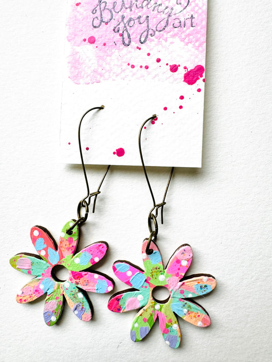 Colorful, Hand Painted Flower Earrings 59