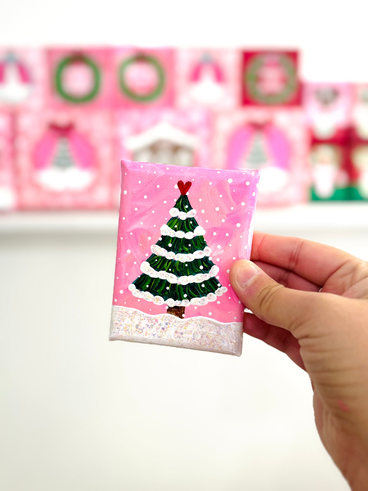 Pink Christmas Tree Mini Canvas 3