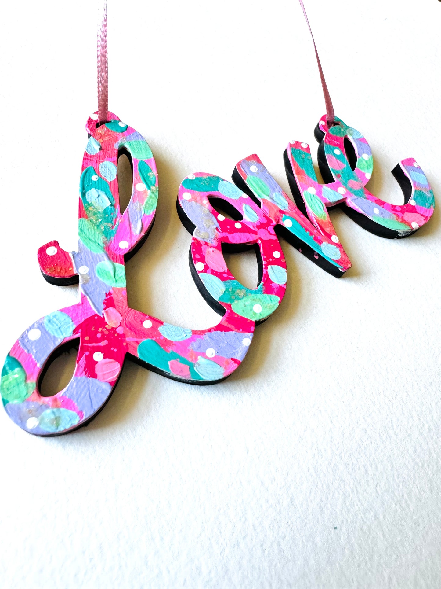 Hand Painted Wooden Love Wall Hanging/Ornament 12