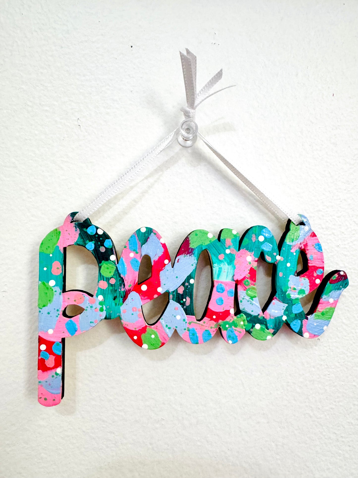 Hand Painted Peace Christmas Ornament 15