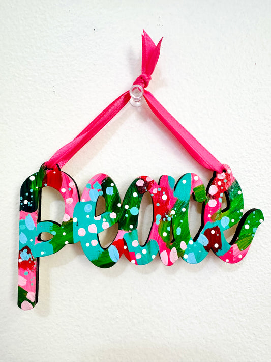 Hand Painted Peace Christmas Ornament 2