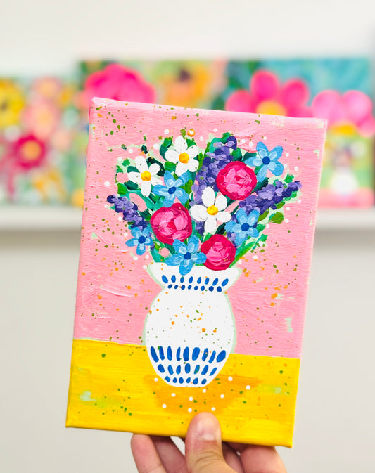 "Blissful Morning" Original Floral Painting on 5x7 inch Canvas
