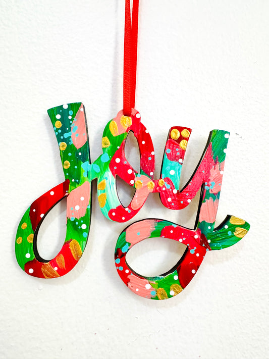 Hand Painted Joy Christmas Ornament 12