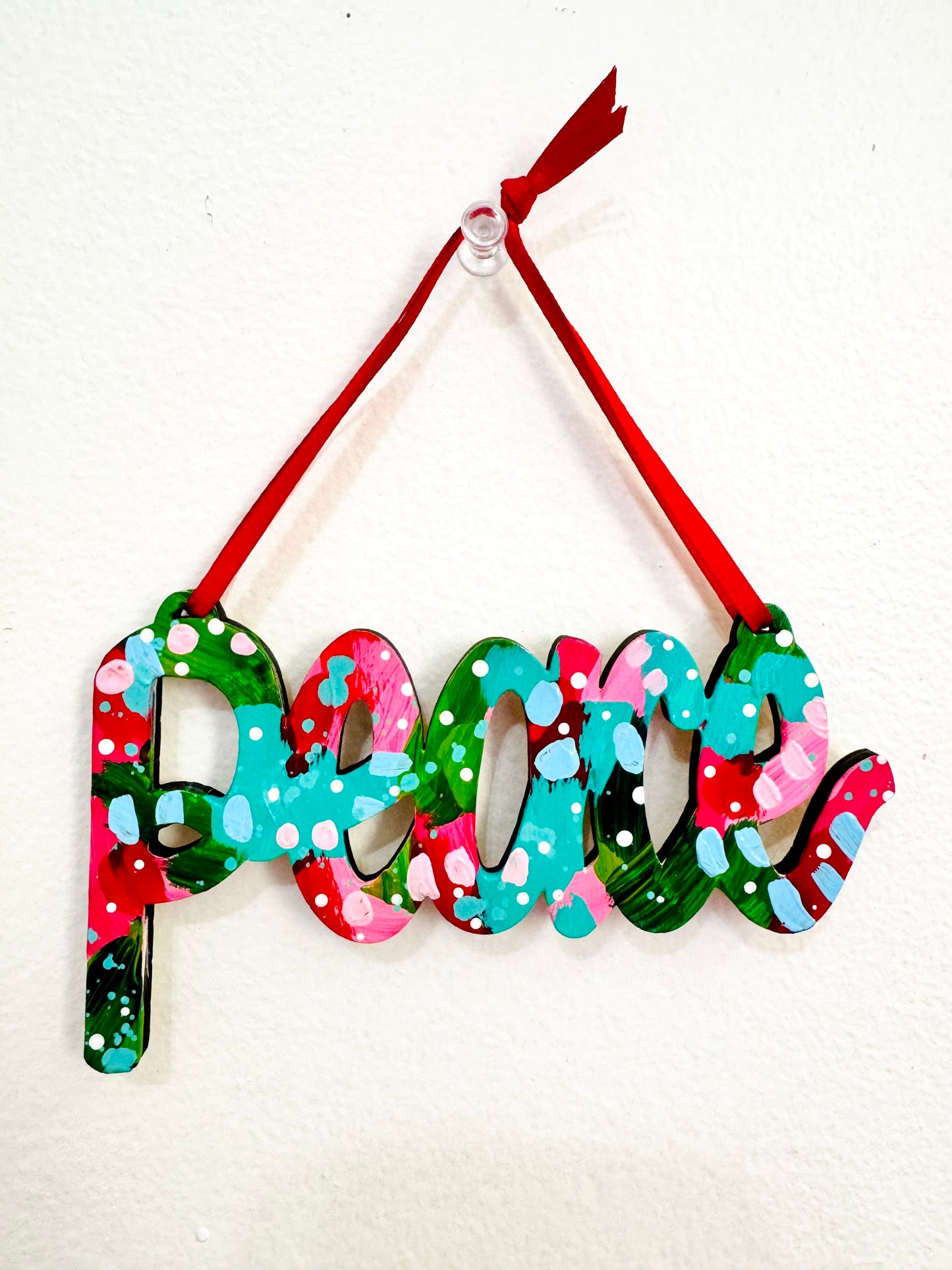 Hand Painted Peace Christmas Ornament 10