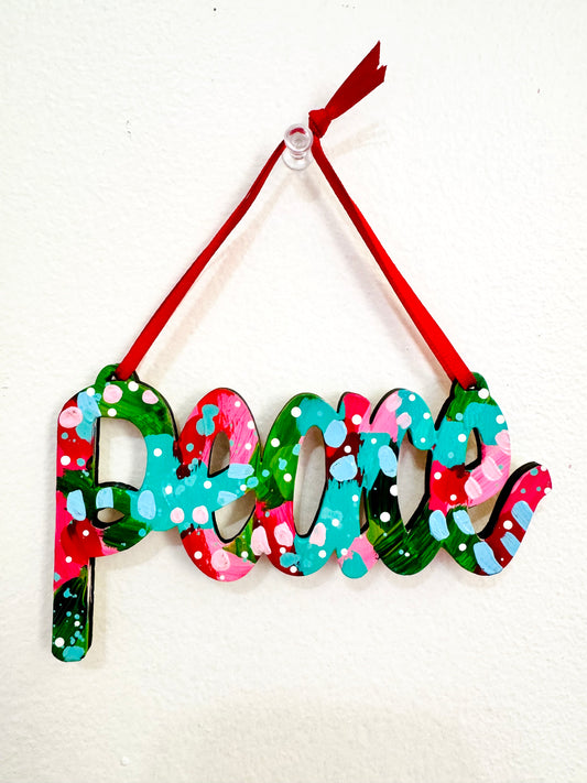 Hand Painted Peace Christmas Ornament 10