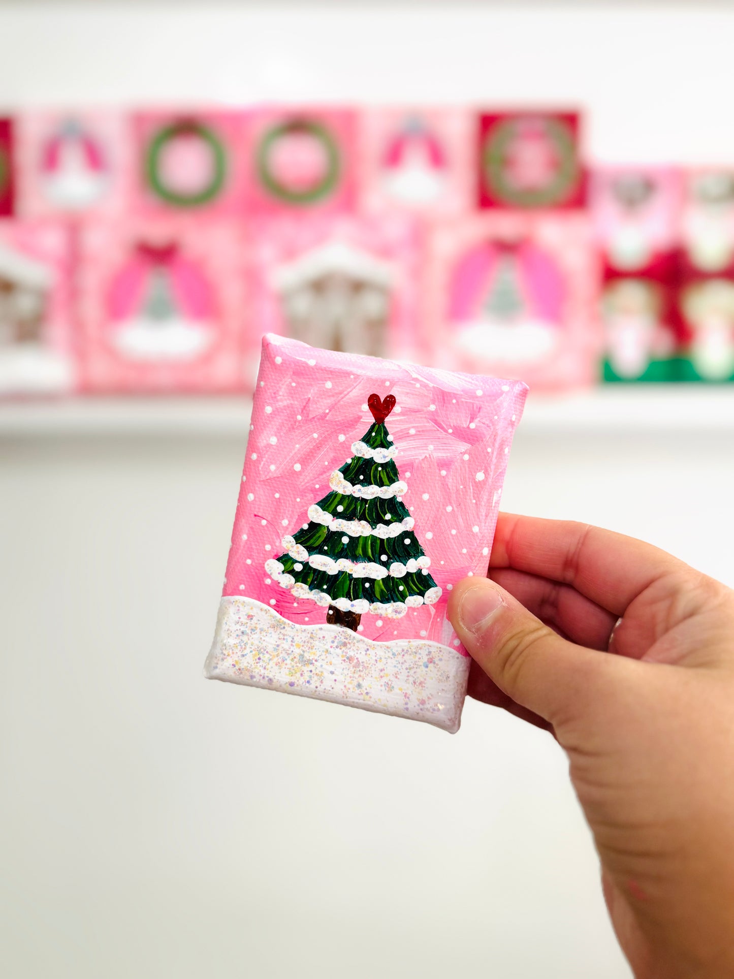 Pink Christmas Tree Mini Canvas 6