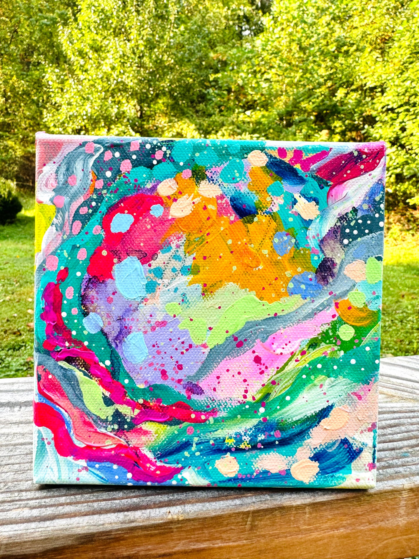 “Colorful Life” Abstract Painting on 6x6 inch canvas